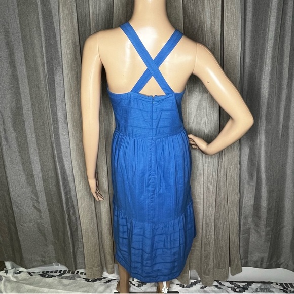 Able SAVITA APRON DRESS Blue Midi Dress Large - Picture 3 of 10